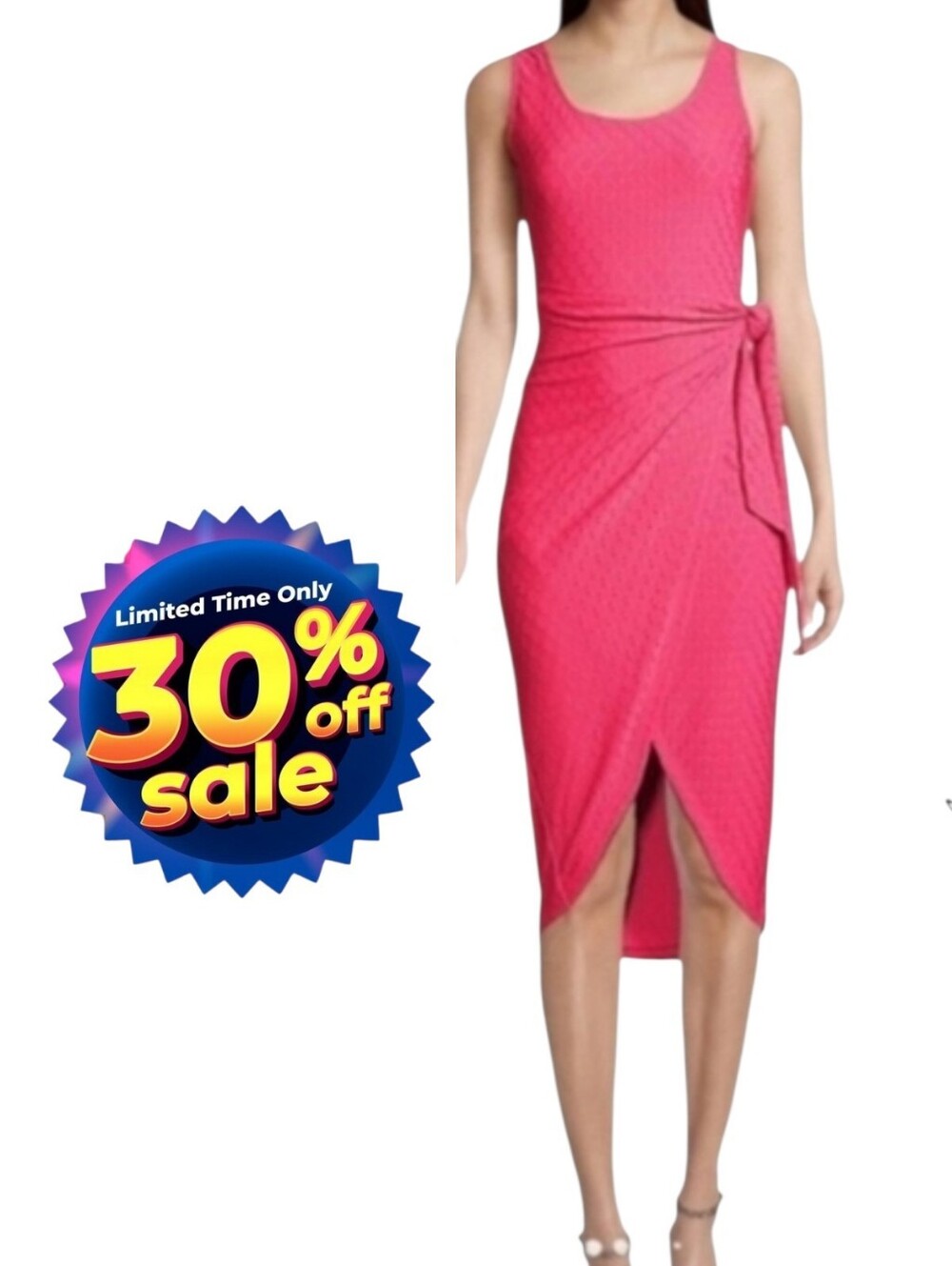 NWT MICHAEL Michael Kors Pink Eyelet Wrap Dress Midi Tank Sleeveless Medium